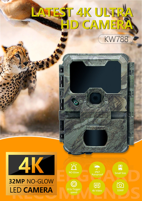 KW788 Κάμερα κυνηγιού Ανερόπνευρη 4K 32MP νυχτερινή όραση Ανερόπνευρη υπέρυθρη κάμερα δάσος κάμερα