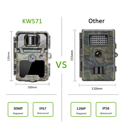 KW571 Εταιρεία OEM ODM Mini Wildlife Scouting Timelapse Trail Camera IP67 Χωρίς λάμψη CMOS αισθητήρας και μνήμη SD νυχτερινή όραση