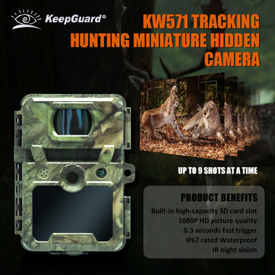 KW571 Εταιρεία OEM ODM Mini Wildlife Scouting Timelapse Trail Camera IP67 Χωρίς λάμψη CMOS αισθητήρας και μνήμη SD νυχτερινή όραση