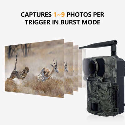 4G ασύρματη δοκιμαστική κάμερα KW895 30MP 0.25s ταχύτητα ενεργοποίησης ενσωματωμένη σε κάρτα SIM IP67