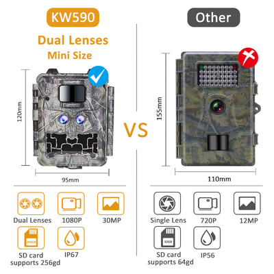 30MP No-Glow LED Trail Camera για παιχνίδι κυνηγιού νυχτερινής όρασης με βίντεο 1080P και χωρητικότητα κάρτας μνήμης 512GB