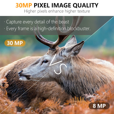 30MP HD κάμερες κυνηγιού με LED νυχτερινή όραση χωρίς λάμψη και λειτουργία PIR για παρακολούθηση της άγριας ζωής