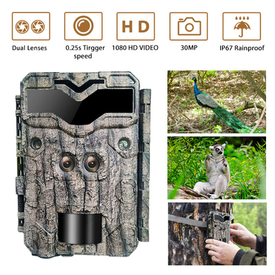 Διπλός φακός KW698A1080P 30MP αδιάβροχος IP67 έως 512GB νυχτερινή όραση 0,25s ταχύτητα ενεργοποίησης για κυνήγι ελαφιών