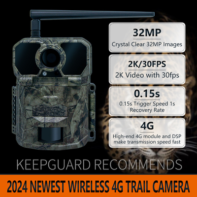 2025 Νέο High-End KW896 Αντένα 100ft Νυχτερινή εμβέλεια 32MP 2K Κυνηγετική κάμερα GSM για 4G Έρευνα άγριας ζωής για κάμερα Trail