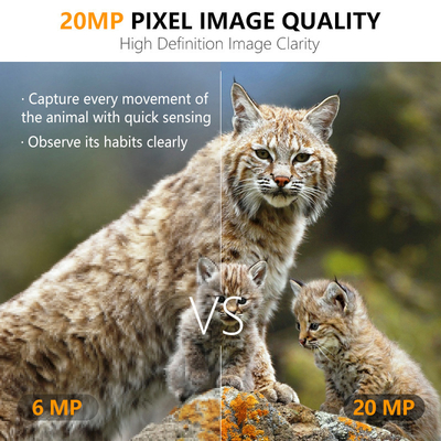 Κάμερα κυνηγιού 20MP 1080P Κάμερα άγριας ζωής Αδιάβροχη IP67 Κάμερα παιχνιδιού και δοκιμής έως 512GB Αποθήκευση έως 82 πόδια